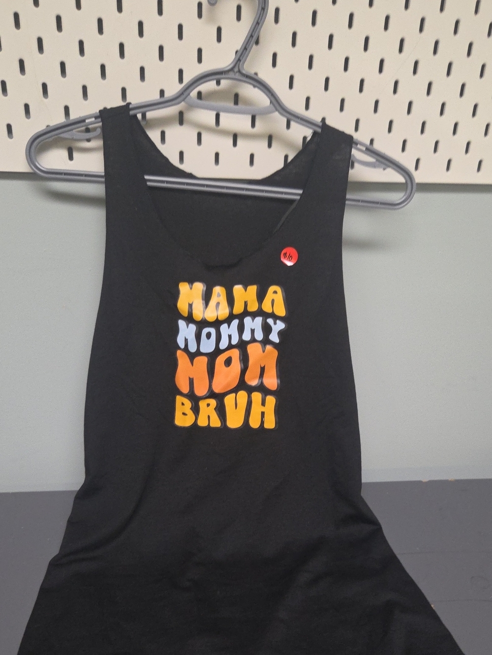 Black Graphic Tank Top with 'Mama Mommy Mom Bruh' Text